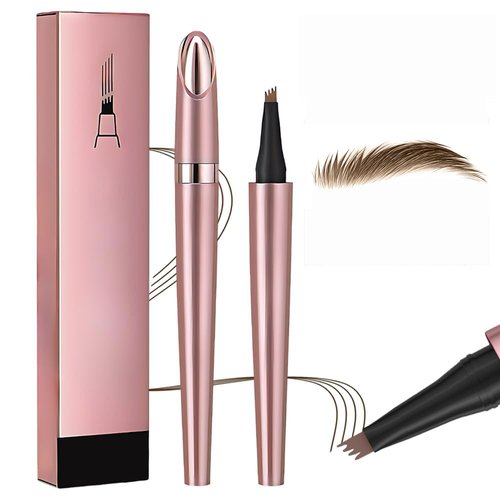 Eyebrow Tattoo Pencil, 2024 New Magic Eyebrow Pencil,4 Fork Tip 3D Microblading Waterproof Eyebrow Pencil, Natural Makeup Fine Stroke Magic Eyebrow Pencil with 4 Micro-Fork Tip for women (Light Brown)