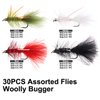wifreo 30/90PCS Wooly Bugger Fly Fishing Lures Streamer Assortment with Waterproof Fly Box