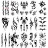 Oottati 15 Sheets Small Cute Hand Arm Temporary Tattoo Stickers Black Dragon Snake Star Cross Wolf Flower Scorpion Spider Totem