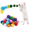 Cat Toy Gun Launcher, 30 Pcs Sparkle Pom Pom Balls for Cat and Cat Ball Launcher, Cat Fetch Toy Gun Shooter, cat Toys for Indoor Cats, Interactive Glitter Pom Pom Balls for Kitty Gifts
