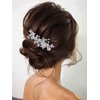 Yean Flower Bride Wedding Hair Comb Silver Crystal Bridal Hair Piece Pearl Hair Accessories for Women and Girls