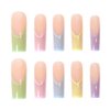 ANDGING Neon Long Press on Nails Square Fake Nails with Glue Acrylic Aesthetic Ballerina Glue on Nails with Designs Iridescent Gel Manicure False Nail for Women Stick ons Nails for Wedding Birthday