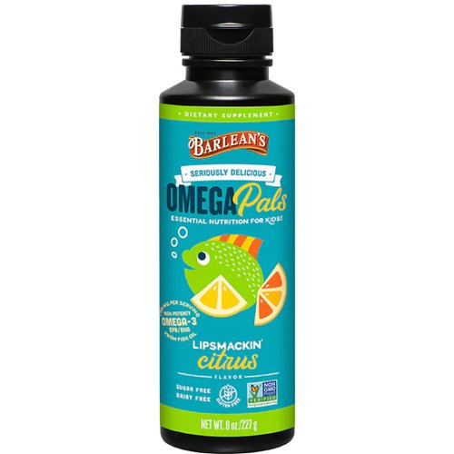 Barlean&#39;s Omega Pals Lipsmackin&#39; Citrus Flavored Omega-3 for Kids, Yummy Children&#39;s Liquid Fish O...