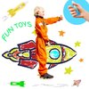 24 Pcs Mini Rocket Flashlight Helicopter Keychain, Astronaut Themed Outer Space Party Favors, Rocket LED Flashlight Keychanins for Kids Backpack