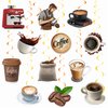 24 Pcs Coffee Hanging Swirls Coffee Ceiling Hanging Decor Coffee Party Supplies for Coffeehouse Decorations Coffee Party Decorations