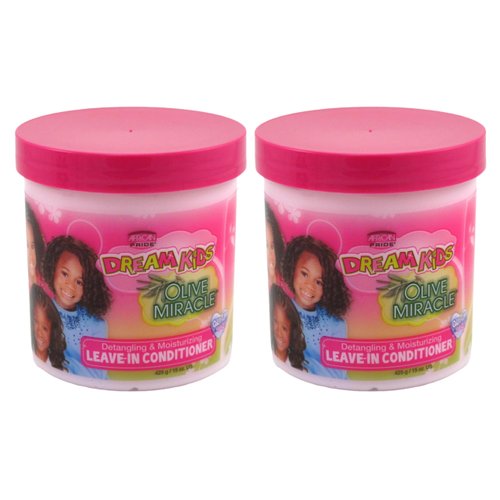 African Pride Dream Kids Olive Miracle Leave-In Conditioner 15 oz(Pack of 2)