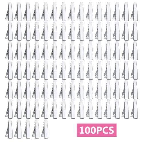 100pcs Alligator Duckbill Hair Clips Metal Single Prong Hair Clip Hairpins Teeth Bows Professional Sectioning Clips DIY Hair Accessories for Women Styling, Silver