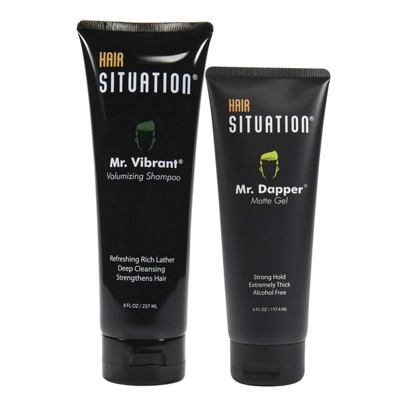 Hair Situation Mr. Dapper Matte Look - Extra Strong Firm Hold Hair, Anti-Humidity Shield. Mr. Vibrant Volumizing Shampoo for Thinning and Receding Hair Line, Fight Hair Loss For Fuller-Looking Hair