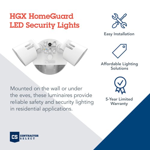 Lithonia Lighting HGX LED 2RH ALO SWW2 120 PIR WH M2 HomeGuard Security Flood Lights 2150-2600 Lumens, 2-Light, Photocell Sensor and Motion Detection, White