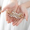 Jeairts Wedding Rhinestone Hair Comb Crystal Bridal Hair Pieces Pearl Hair Side Comb Brides Headpiece Decorative Hair Accessories for Women and Girls (2-Gold)