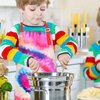 Fiodrimy Kids Apron, Kids Art Apron Girls Boys Painting Apron with Pockets Adjustable for Cooking Baking Gardening School Kitchen Tie Dye