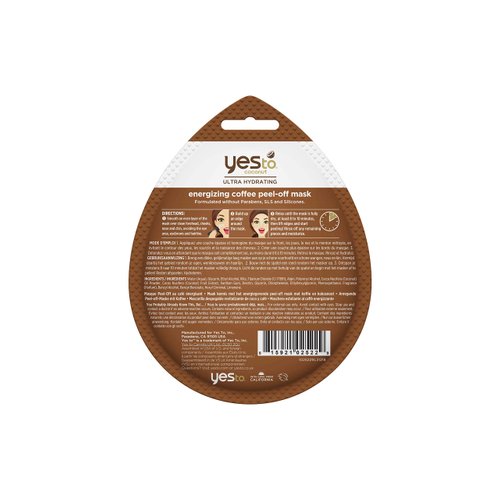 Yes To Coconut Ultra-Hydrating Energizing Coffee Peel-Off Mask For Dry Skin, Coconut and Coffee To Hydrate and Energize Skin, 1-Pack