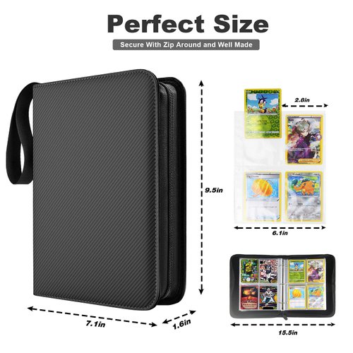 400 Pockets TONESPAC Card Binder Carrying Holder Compatible with Trading Cards Binder, Coupon Organizer Baseball Card Sleeves, Sports Cards (Stripe Black)