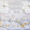 Winter Onederland 1st Birthday Party Decorations, Glitter Silver Winter Onederland Banner, Cake Topper, Snowflake Balloons Garland for Girl Boy Winter Wonderland Baby First Birthday Party Supplies