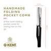 Kent 20T Black Graphite Handmade Folding Pocket Comb for Men, Fine Tooth Hair Comb Straightener for Everyday Grooming Styling Hair, Beard or Mustache, Use Dry or with Balms, Saw Cut, Made in England