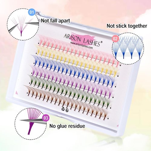 Colored Premade Fans Eyelash Extensions 10D 12mm Professional Colored Individual Lashes Volume Lash Extensions Ponited Base Premade Fans…