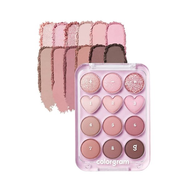 COLORGRAM Pin Point Eyeshadow Palette 02 Pink+Mauve= | Ultra-Blendable Matte, Glitter, Shimmer Shades for Daily Makeup | K-Beauty Eye Palette with Easy-to-Use Calculator Design