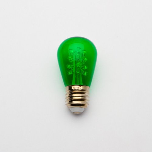 EZLS Green S14 LED Bulb - S14 Transparent 16 Led's - Green Patio String Bulb