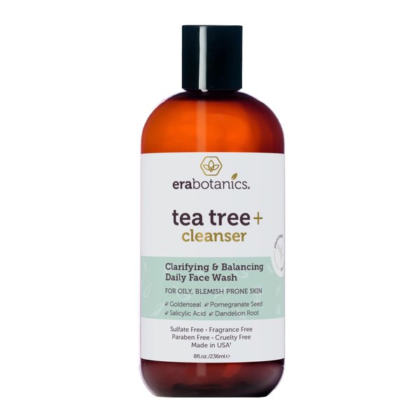 Era Organics Purifying Tea Tree Oil Face Wash - Balancing Cleanser for Oily, Blemish-Prone Skin with Salicylic Acid - Sulfate-Free, Fragrance Free, Made in USA