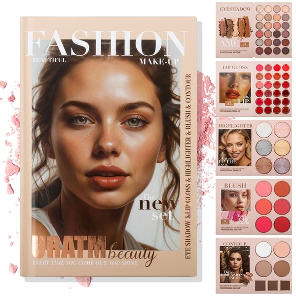 Narsen 5-Layer Book-Style Foldable Makeup Palette Set | Portable & Long-Lasting | Contour Blush Highlight Eyeshadow Lipstick, Professional 67 Shades, Suitable for Multiple Skin Tones & Makeup Looks