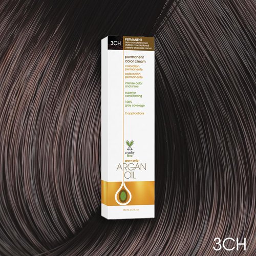 One n Only Argan Oil Permanent Color Cream - 3CH Dark Chocolate Brown Hair Color Unisex 3 oz
