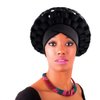 Beauty Town Aso Oke Auto Gele Headtie Pre-tied Elastic Head Wrap Turban (Black)