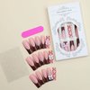 Hkanlre Press on French Nails Square Brown Fake Nails Tips Full Cover Long Bow False Pearl 3D Nails for Women and Girls 24PCS