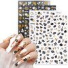 4 Sheets Fall Nail Art Stickers 3D Autumn Nail Decals Self-Adhesive Thanksgiving Nail Art Accessories Laser Gold Black White Maple Leaf Nail Designs Supplies Fall Nail Decorations for Acrylic Nails