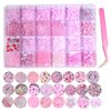 Pink 3D Nail Charms and Gems Flatback Nail Pearls Set, 8 Styles Nail Bows Charm, 8 Nail flowers Butterlies, Star Heart Moon Shell Bear Cute Nail Jewels, Nail Rhinestone for DIY Nail Art Tweezer