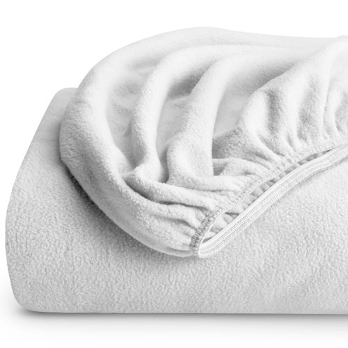 Bare Home Super Soft Fleece Fitted Sheet - Queen Size - Extra Plush Polar Fleece, No-Pilling - Deep Pocket - All Season Cozy Warmth (Queen, White)