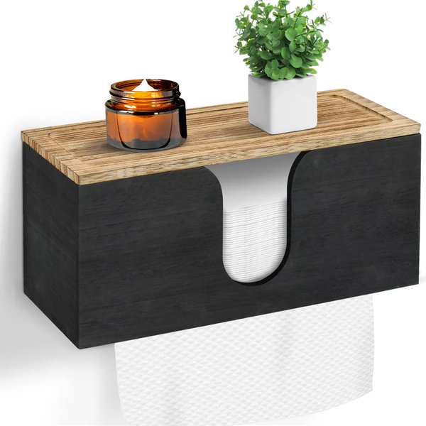 Solid Wood Paper Towel Dispenser Wall Mounted, Folded Paper Towel Holder with Lid, Commercial C-Fold, Z-Fold, Trifold Hand Paper Towel Holder Dispenser for Bathroom Kitchen Office