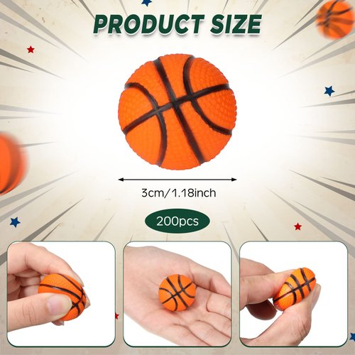 Charniol 200 Pack Mini Basketball Stress Balls, 1.2 Inch Mini Foam Basketball Bulk Basketball Party Favors Decorations for Kids Adults Anxiety Stress Relief