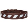Dogs My Love Genuine Leather Reflective Dog Collar 26"x1.5" Brown Fits 18"-23" Neck