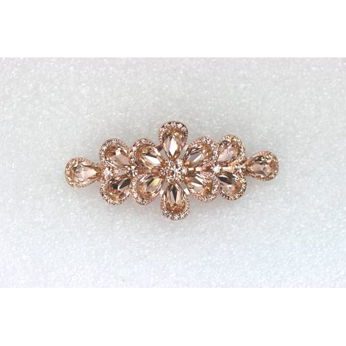 Faship Gorgeous Champagne Rhinestone Crystal Floral Hair Barrette Clip