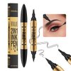 Eyeliner Eyebrow Pencil 2 in1,Black 4-Point Micro-Fork Tip Eyebrow Pen And Black Eyeliner, Long-Lasting Waterproof Dual-Ended Eyebrow Pen To Create Exquisite and Natural Eye Makeup for Women