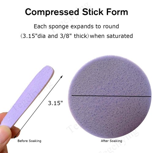 Facial Sponge Compressed,120 Count PVA Professional Makeup Removal Round Face Wash Sponges Spa Pads Exfoliating Cleansing for Women,Purple