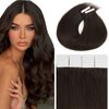 Lacer Brown Tape in Hair Extension Human Hair Dark Brown Silky Straight Double Sided Skin Weft Glue in Hair Extensions for Black Women 14 Inch 50g 20pcs