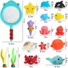 Shindel 16PCS Bath Toys, Baby Kids Floating Animal Toys Pool Toy Set Fishing Net Clockwork Swimming Toys, Pool Toys for Toddlers Age 2-4 Pool Bath Time for Infant Girls Boys