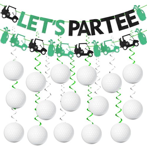 KORHONEN Let's Partee Golf Party Decorations, Golf Birthday Party Decorations Includes Let's Partee Golf Banner and Golf Hanging Swirls, Golf Themed Party Decorations for Kids Adults Baby Shower