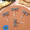 LALAFINA 4Pcs Vintage Dragonfly Hair Clips Dragonfly Bobby Pins Side Clip Wedding Hair Clips Vintage Bobby Pins for Women Wedding, Ancient Silver