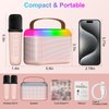 TiMOVO Karaoke Machine for Kids, Mini Portable Bluetooth Karaoke Speaker with 2 Wireless Microphone and LED Lights, Kids Music Player Toy Birthday Gifts with Stickers for Girls Boys Family Home Party