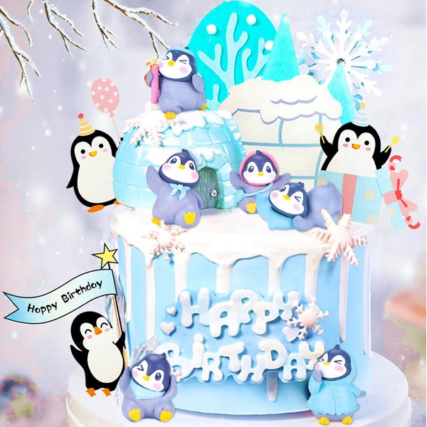 JeVenis Penguin Birthday Cake Decoration Penguin Birthday Decoration Penguin Birthday Party Supplies Penguin Party Favors Frozen Birthday Cake Decoration