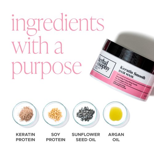 Herbalosophy Keratin Smooth Hair Mask – Smoothing & Nourishing Formula for Damaged & Dry Hair – Salon-Quality Haircare with Natural, Healthy Ingredients. Vegan. Sulfate & Paraben Free. 8.5oz