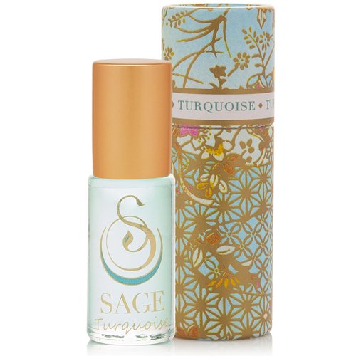 Turqouise Gemstone Roll-On Perfume Oil by The Sage Lifestyle (1/8 Oz) - Travel Perfume, Vegan Perfume Oil - Feel Subtle Hint of Waterflower-Infused Musk & Mysore Sandalwood