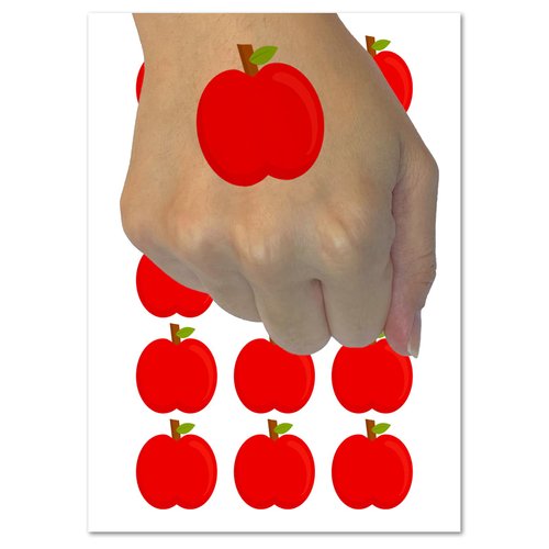Apple Fruit Temporary Tattoo Water Resistant Fake Body Art Set Collection - 54 1" Tattoos (1 Sheet)