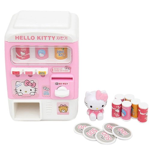 Hello Kitty Kids Children Drink Juice Dispenser Mini Vending Machine Toy Set : Pink and White
