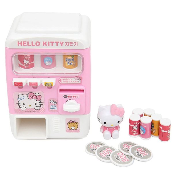 Hello Kitty Kids Children Drink Juice Dispenser Mini Vending Machine Toy Set : Pink and White