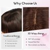 EMMOR 10 Inch Clip in Bangs, 100% Human Hair Bangs Hair Clip with 3 Secure Clips, 360°Cover Top HairPieces with Wispy Fringes for Women enhancing Facial Features(Black)