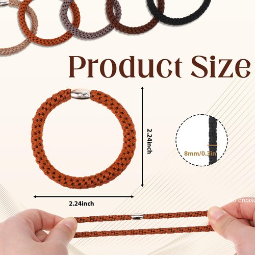 Qianyu 10 Pcs No Damage Braided Hair Ties Thick-Hair Elastic Hair Ties Elastic Ponytail Holders No Crease No-Metal Hair Ties Soft Rubber Bands Braided Curly Hair Bands for Women Girls