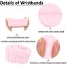Ondder 6 Pcs Pink Spa Headband and Wristband Set Makeup Spa Headband for Washing Face Bubble Skin Care Headbands Face Wash Sponge Puffy Headband Head Bands Hair Accessories for Women Girls